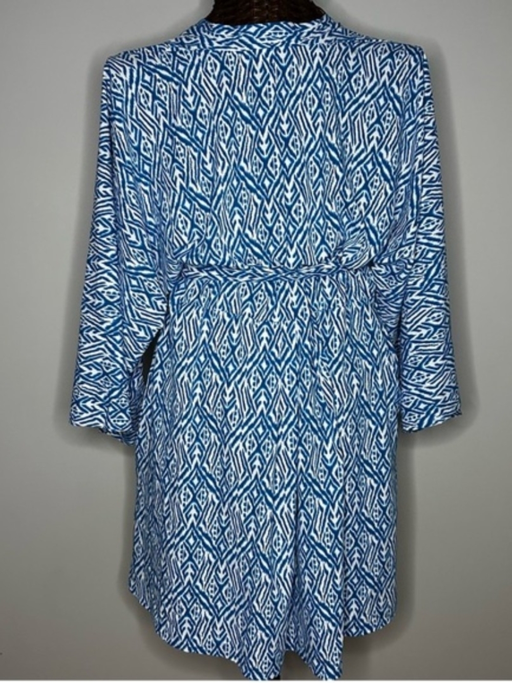 Coolibar Women's Blue Ikat Print Swim Cover-Up Dress - Size Medium - Picture 12 of 13